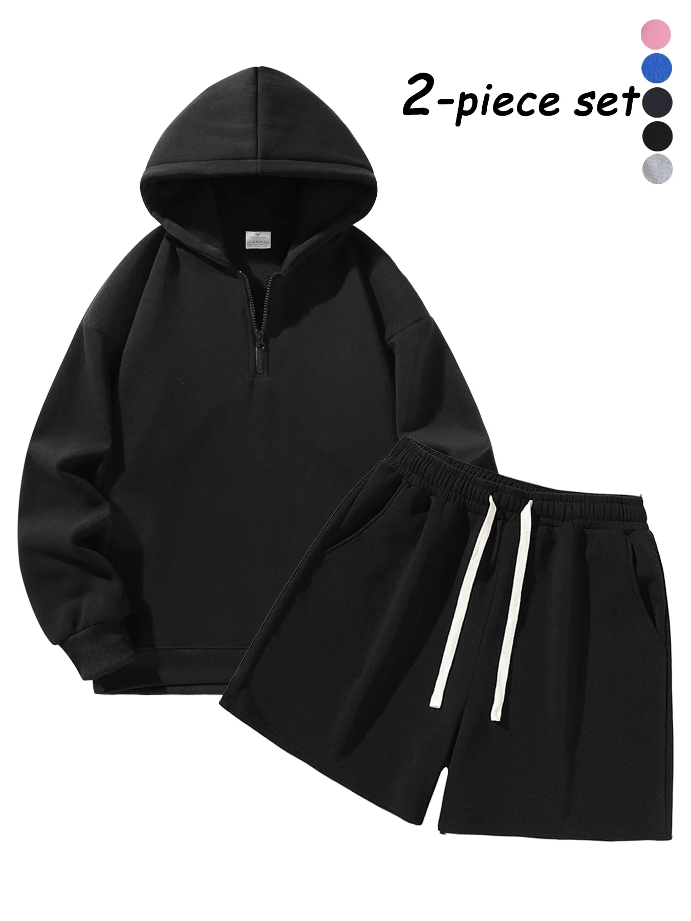 Men's Half-Zip Hooded Sweatshirt and Shorts Two-Piece Set