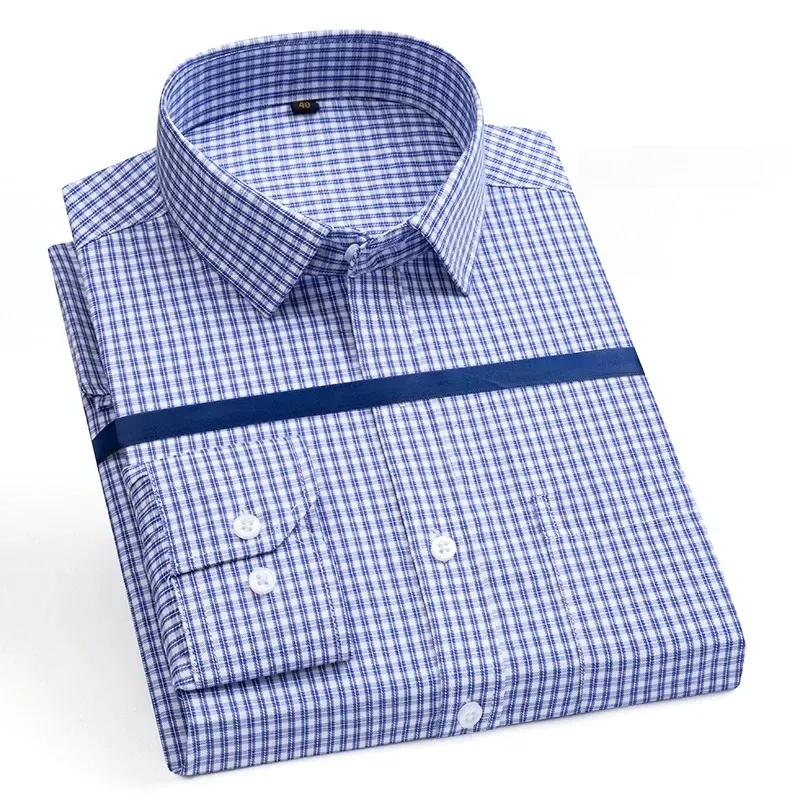 Men'S Long Sleeve Business Solid Color Cotton Breathable Shirt