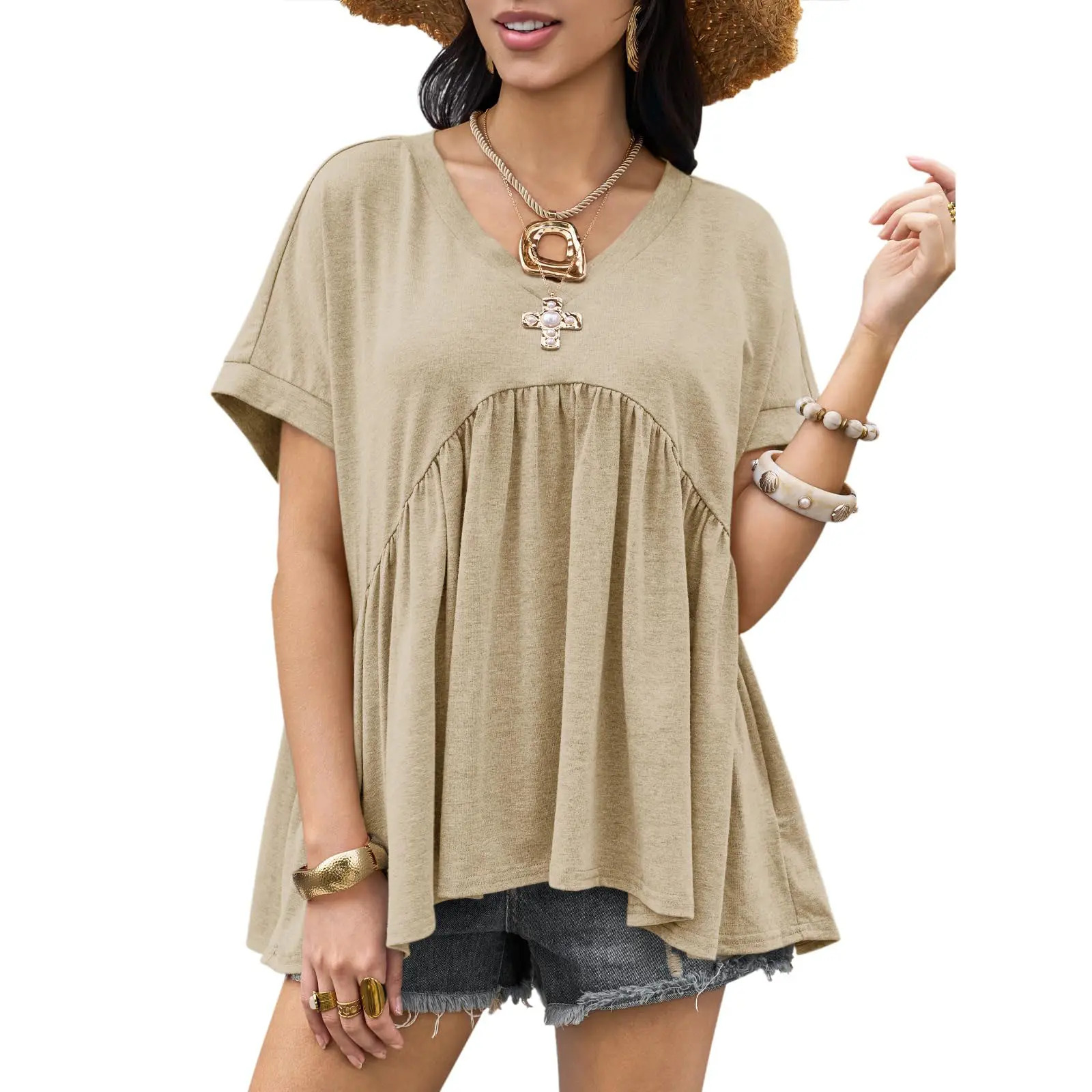Women's Summer Ruffle-Hem Top
