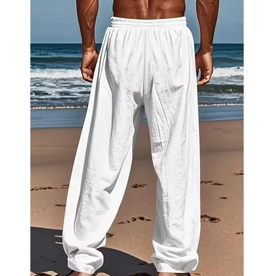 🔥8-pack $24 - Men's linen casual straight leg trousers