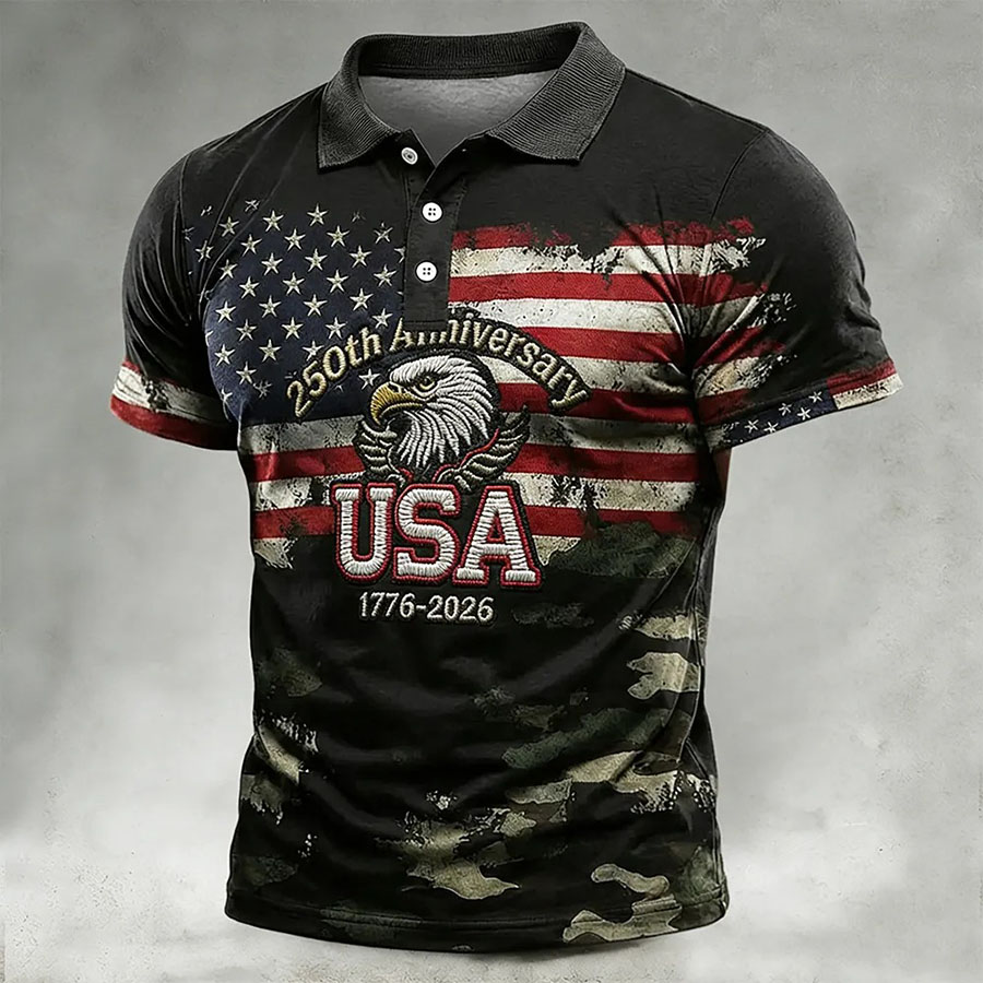 Men's 250th Anniversary American Flag Eagle Polo Shirt