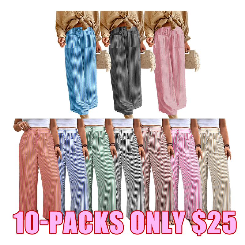 🌿 Women's Striped Drawstring Casual Pants