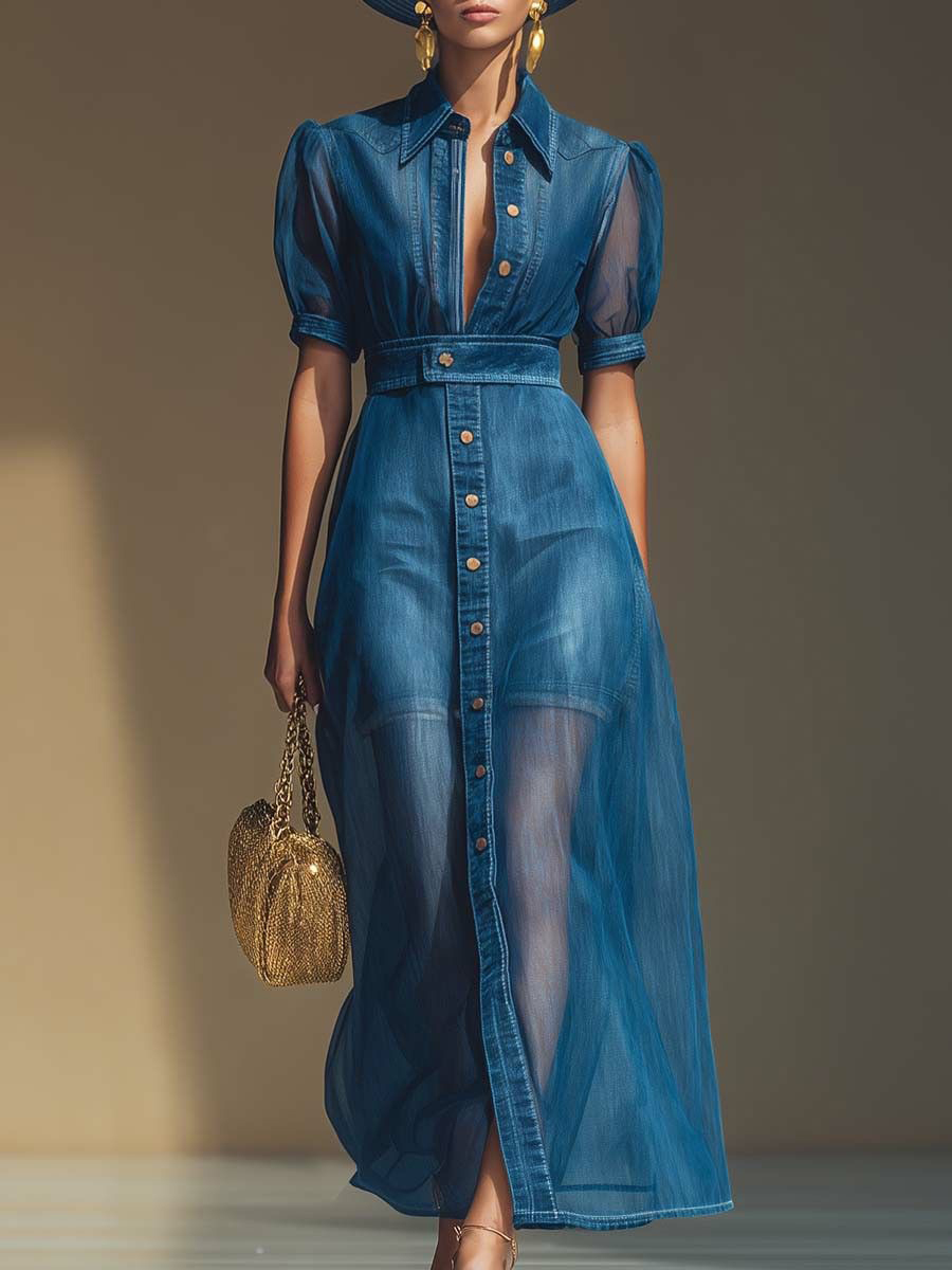 Women's Patchwork Organza Mini Dress And Organza Skirt Two-piece Set