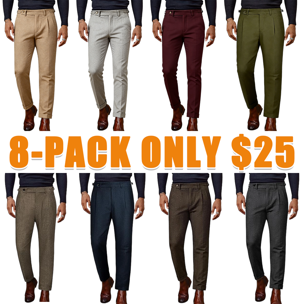Men's Herringbone Tweed Wool-Blend Dress Pants