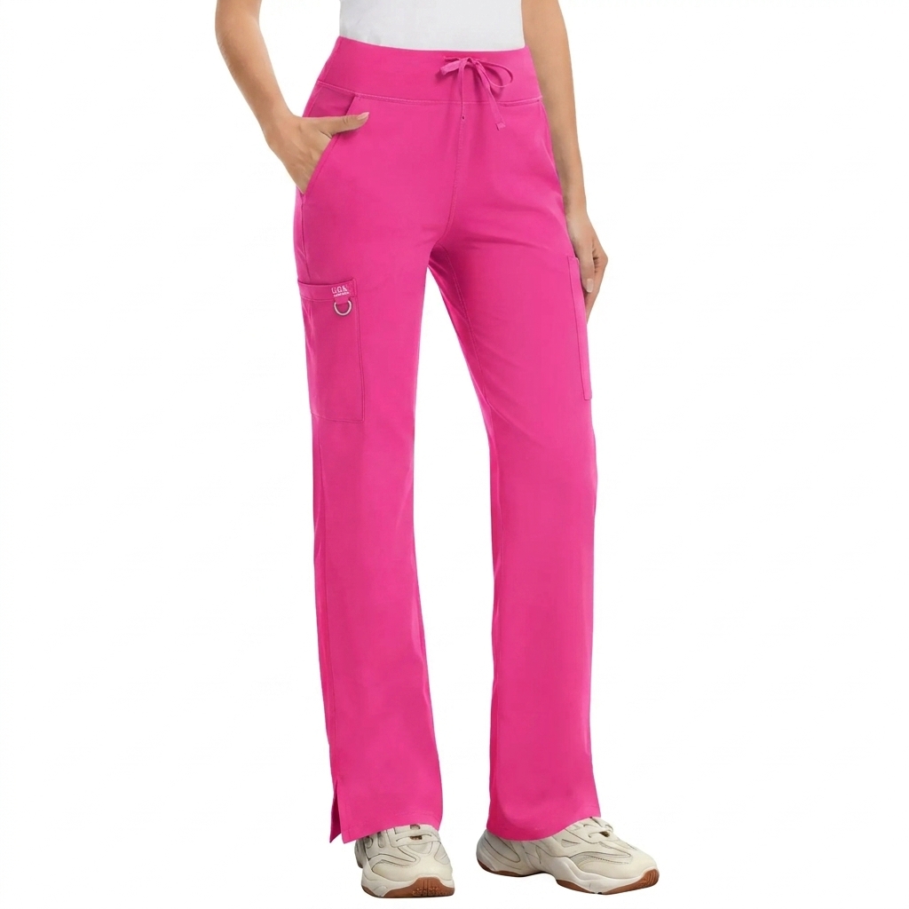 Women's Stretch Scrub Set - V-Neck Top & High Rise Yoga Waist Pants with Pockets