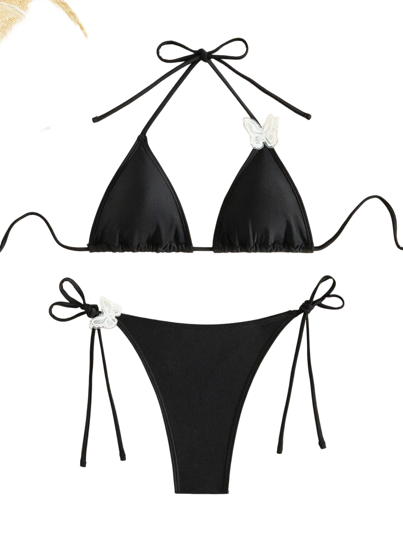 Women's All Over Print Bikini Set, Chic Halter Neck Swim Bra & Tie Side Swim Thong