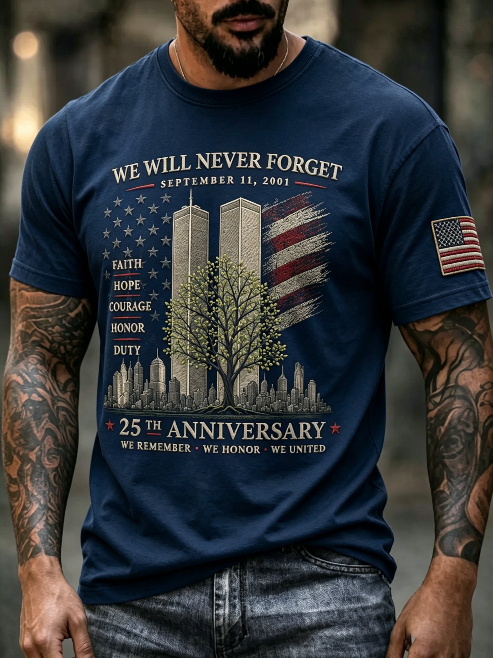 Men's 9.11 Never Forget Printed T-shirt