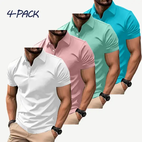Men's 8-Pack Multicolor Polo Shirts – Slim Fit Short Sleeve Casual Business Wear