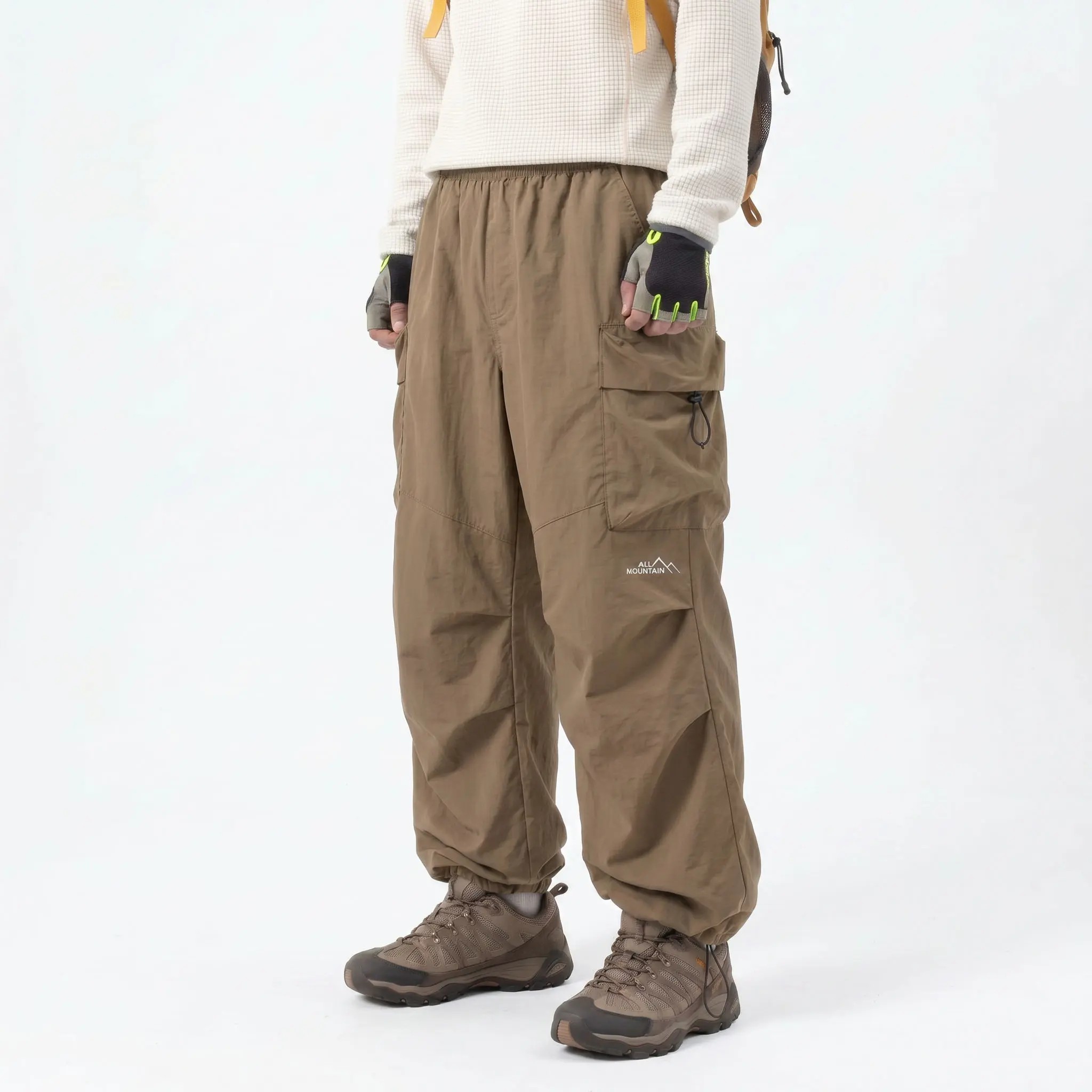 Unisex Baggy Cargo Parachute Pants – Lightweight Water-Resistant Outdoor Hiking Trousers, Loose-Fit Gorpcore Streetwear