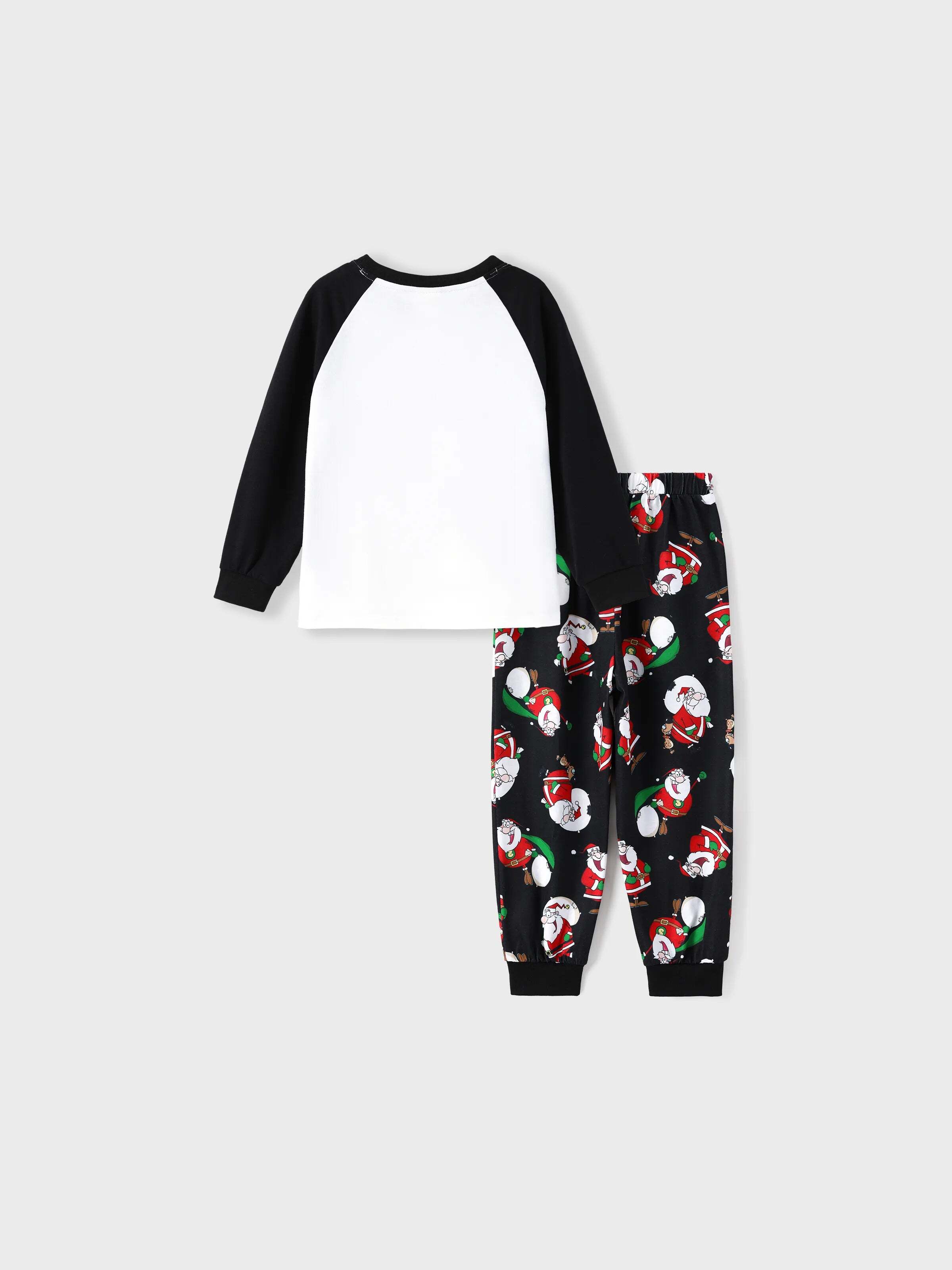 Christmas Matching Family Pajamas Set Christmas Santa Print Black and White PJS with Christmas Socks Black