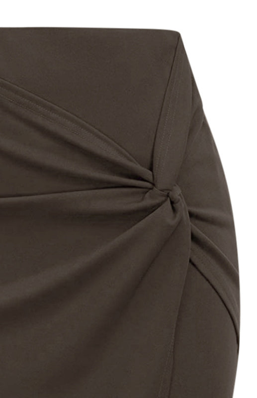 Pleated Solid Color Bodycon Midi Skirt