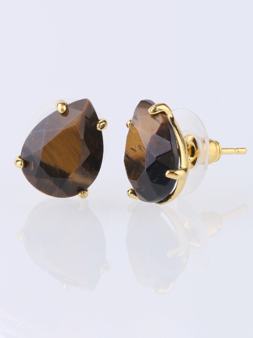 Women's Bohemian Natural Crystal Stone Cut Water Drop Earrings