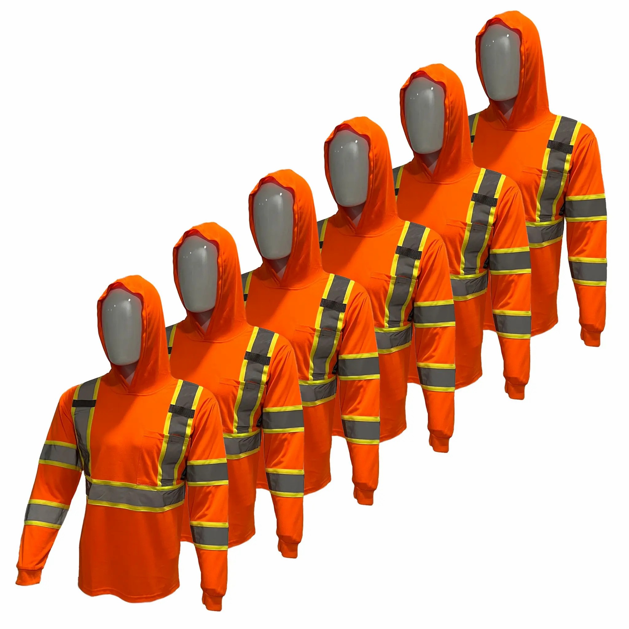 6-Pack Hi-Vis Hooded Work Shirts – Long Sleeve Safety Performance Tee | $24 Deal