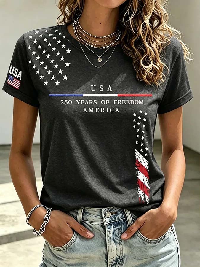 Women'S Casual Independence Day Printed Top