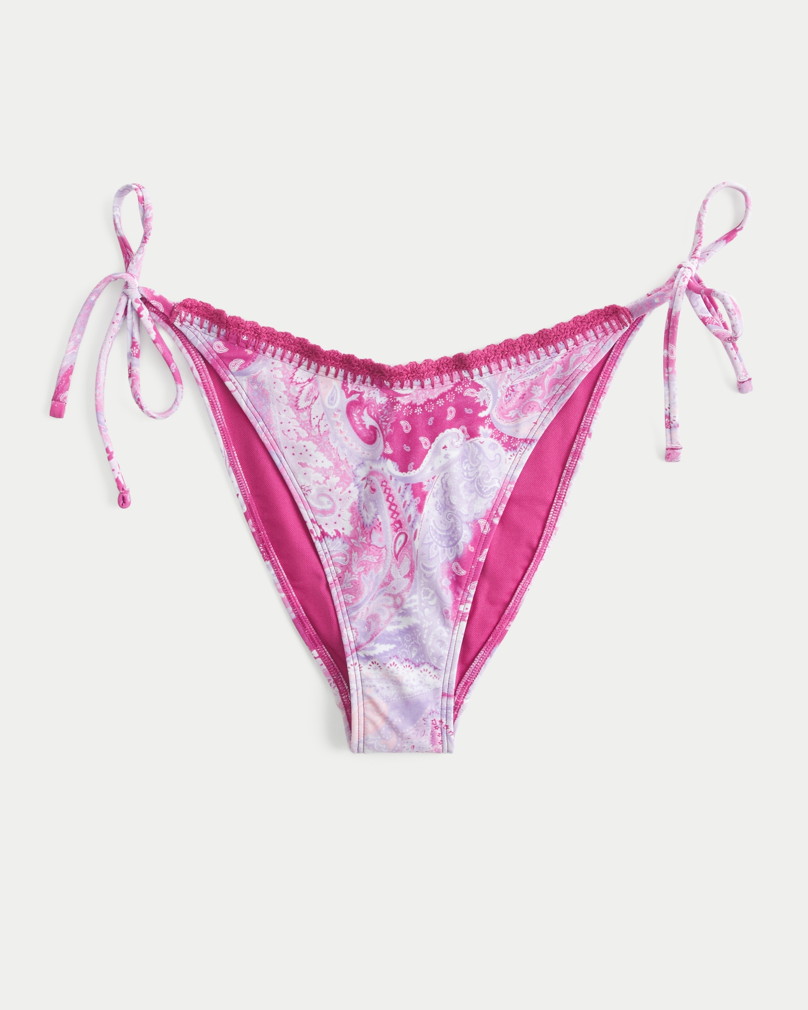 Stitched Trim Side Tie Cheeky Bikini Bottom