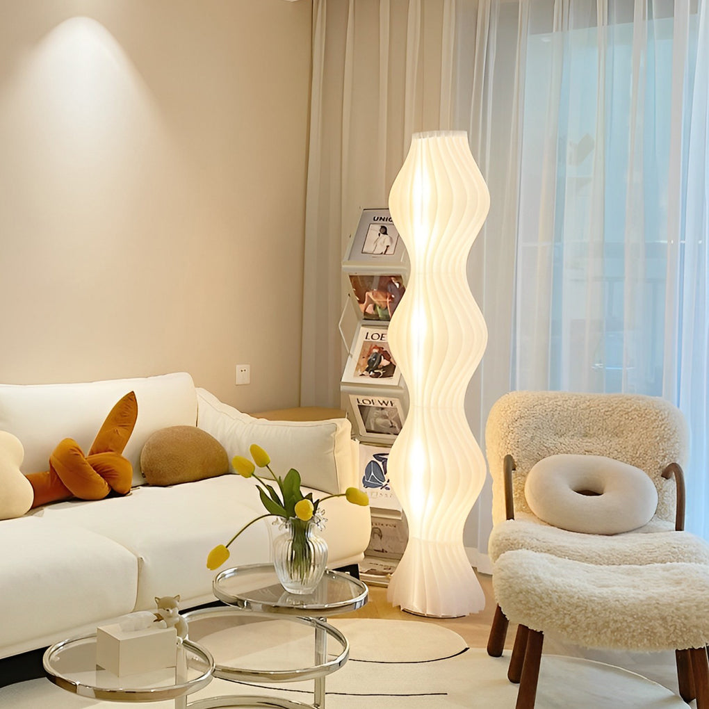 Pleated Grass Skirt Three Step Dimming LED White Ins Nordic Floor Lamp