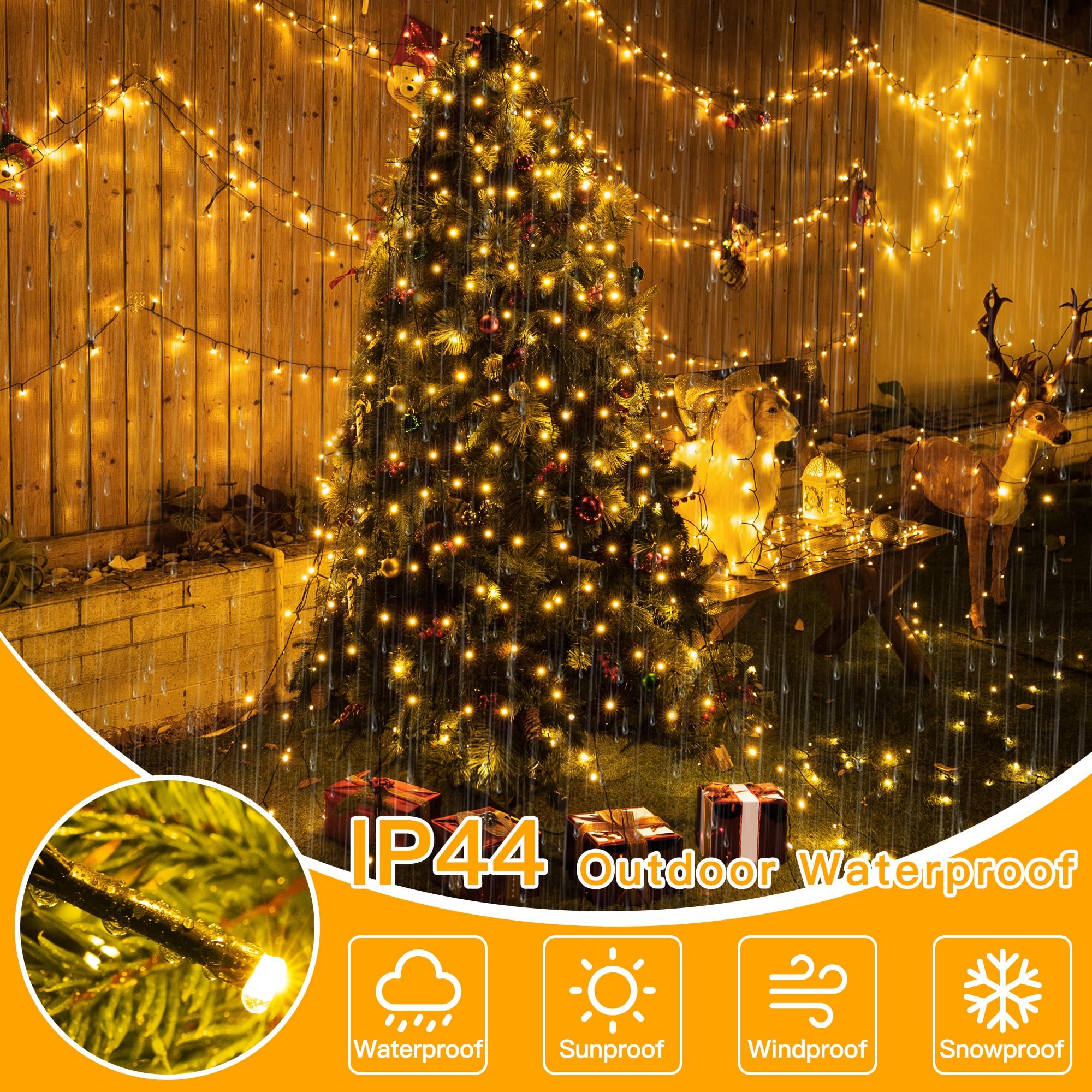 🎄Christmas Tree Waterfall Lights with Ring