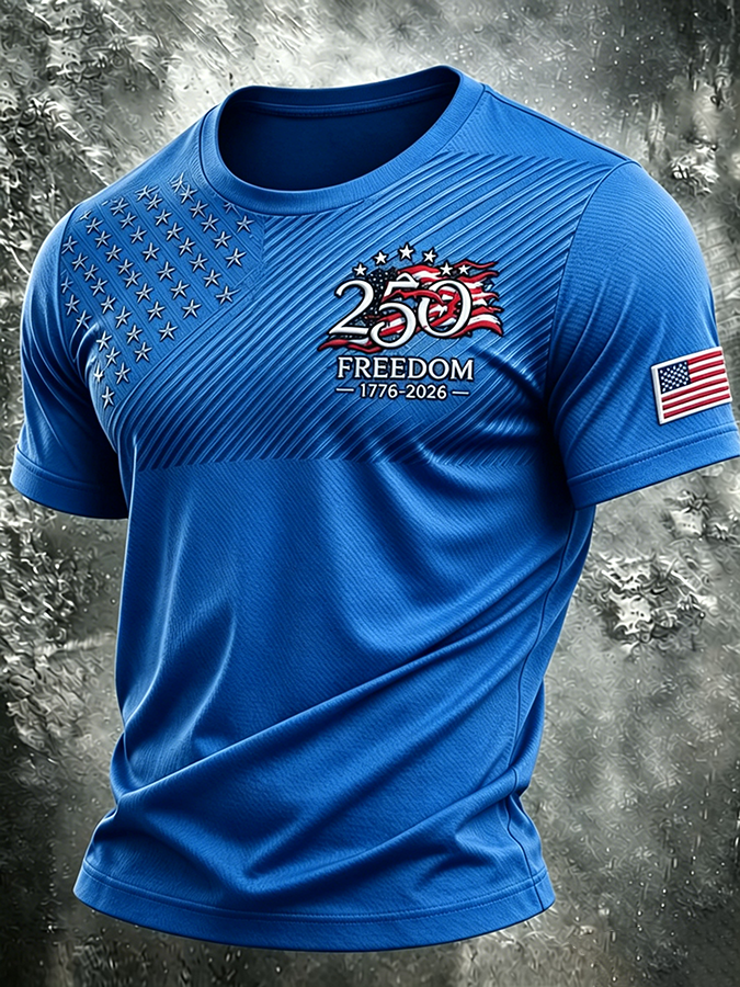 Men's Patriotic American Flag Print T-shirt