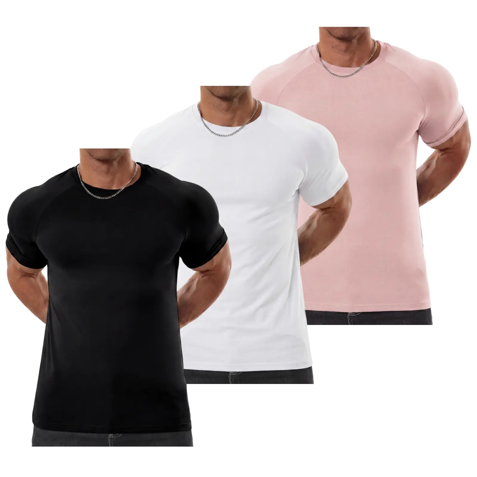 🔥LAST DAY SALE 90% OFF💕Men's Raglan Sleeve Crew Neck Tee – Athletic Tapered Fit Wrinkle-Resistant Gym T-Shirt