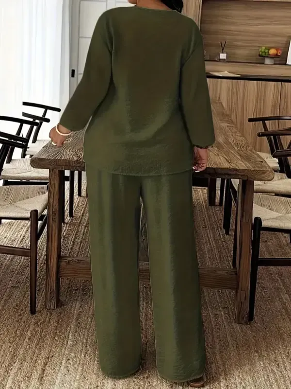🔥Women's Casual Breathable Long Sleeve Shirt and Loose Pants Two-Piece Set
