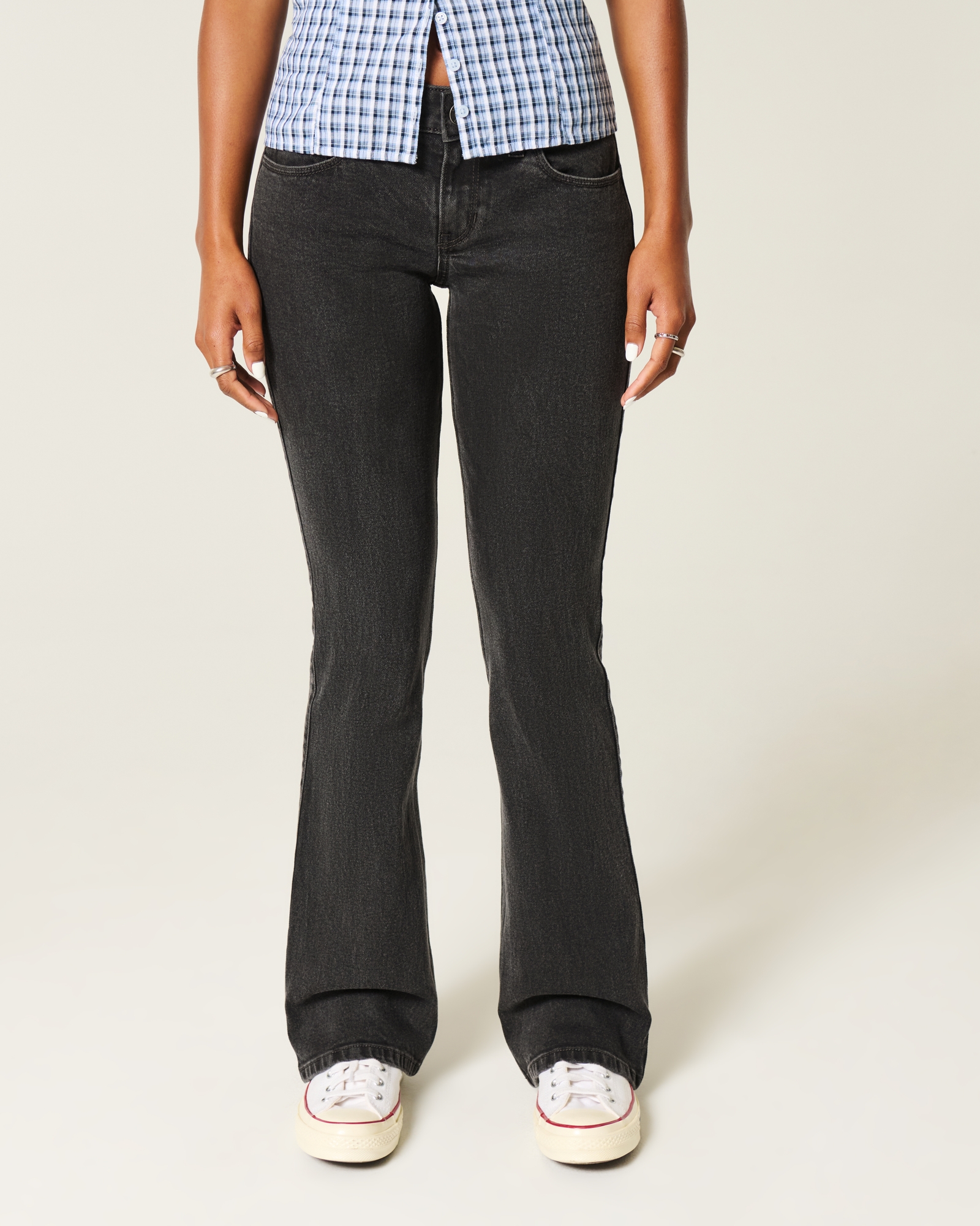 Low-Rise Dark Wash Embroidered Bootcut Jeans