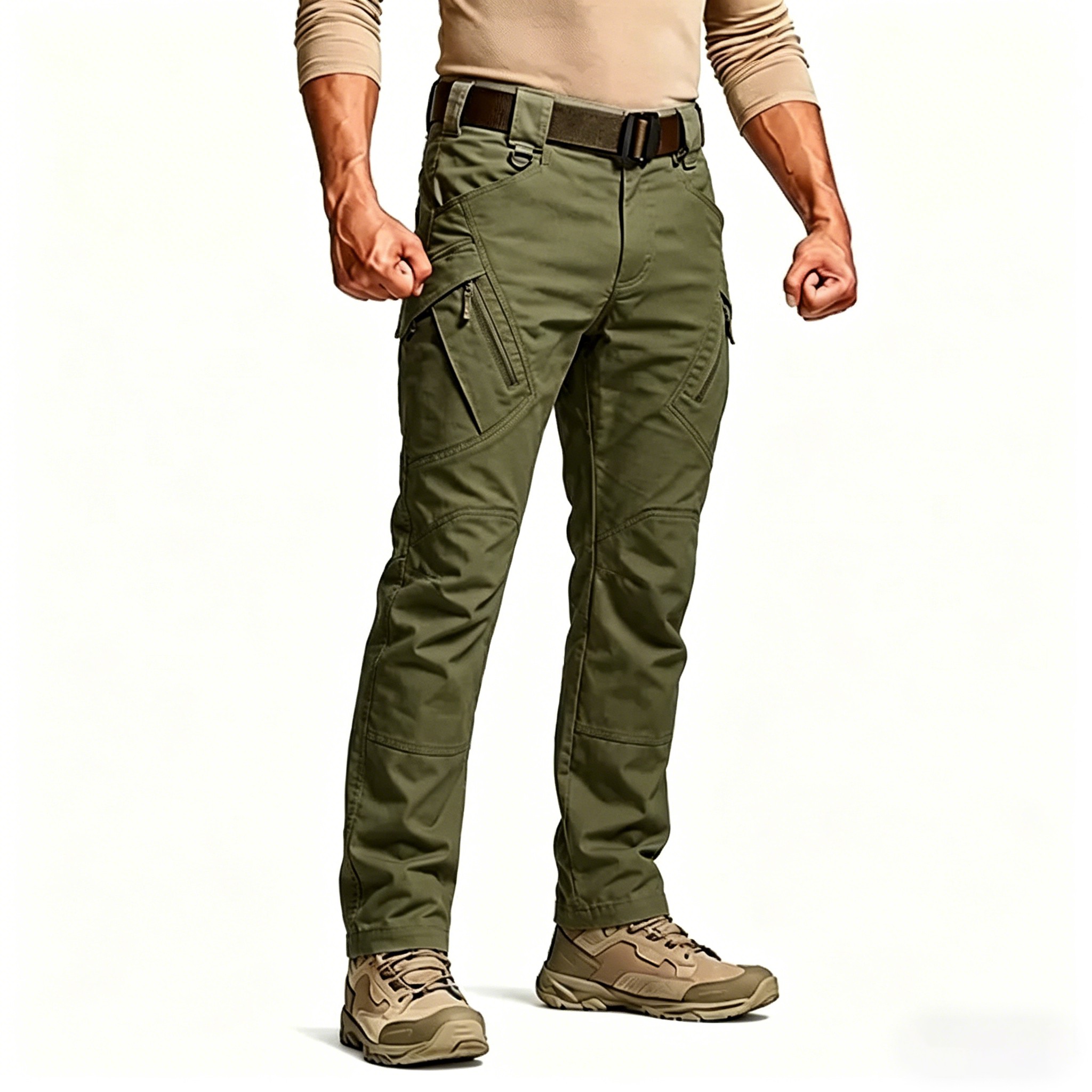 Men’s Lightweight Tactical Work Pants – Stretch Cargo Hiking Pants with Multi-Pocket Design