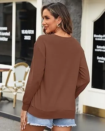 Women's Crewneck Hoodless Sweatshirt Hoodless Sweatshirt with Kangaroo Pocket Fleece Long Sleeve