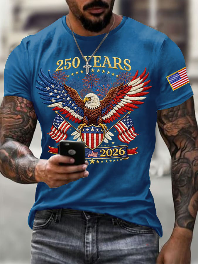 Men's American Flag Commemorative 250th Anniversary Classic Pattern Short Sleeve T-shirt