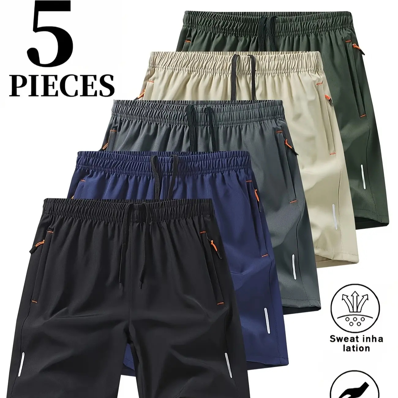 Men's 5-Pack Dry-Fit Gym Shorts Comfortable & Breathable