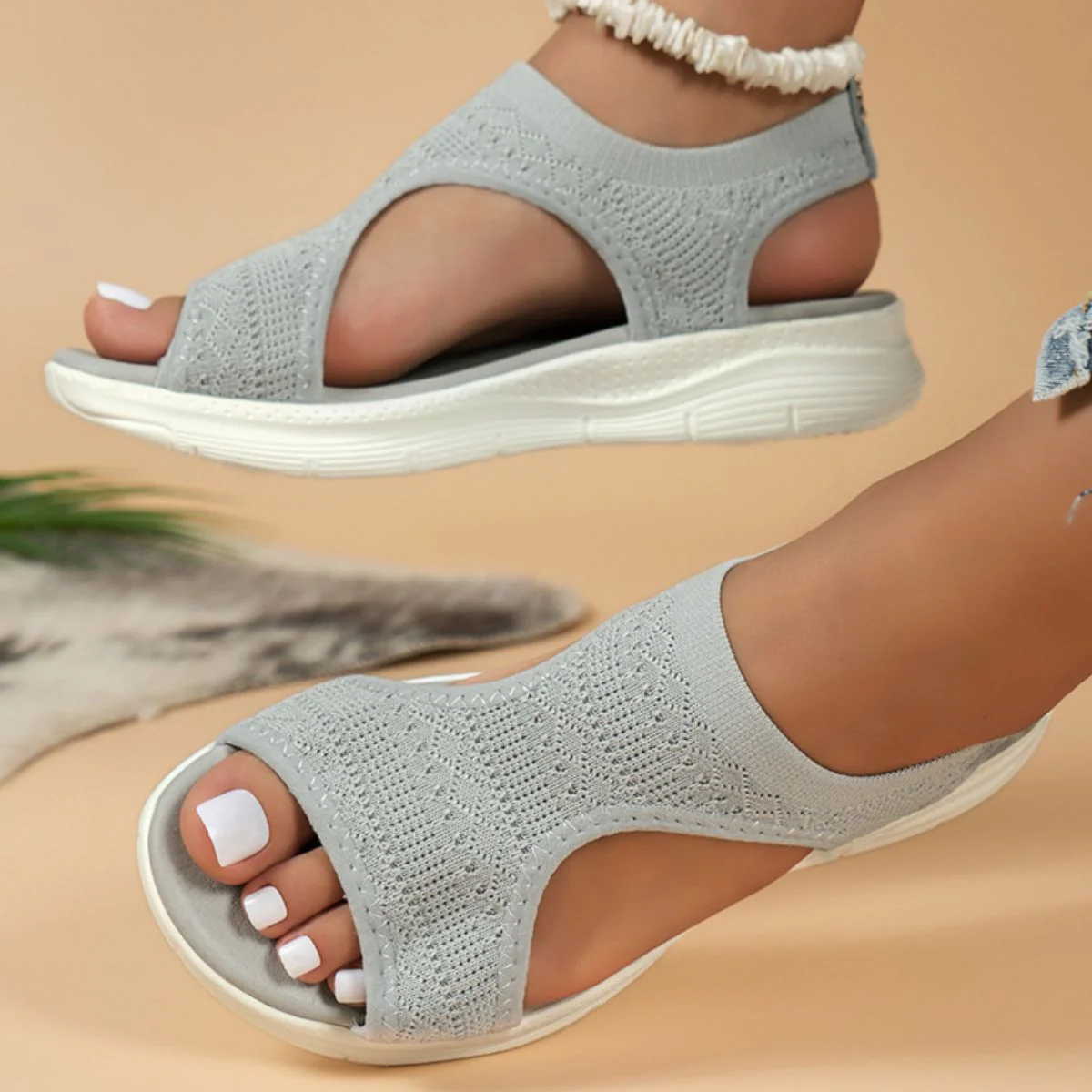 Peep Toe Solid Color Sandals (multiple color options)