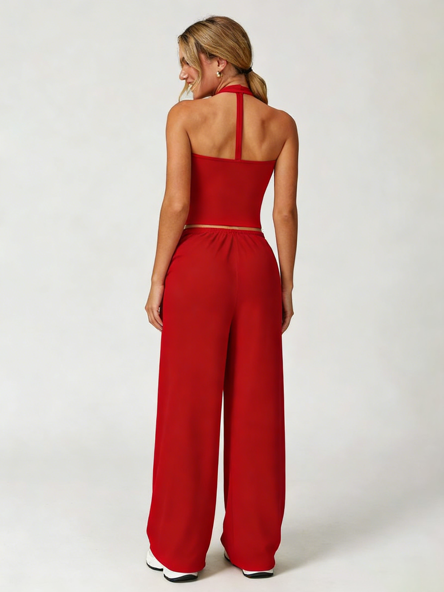 Women's Halter Top & Wide Leg Pants Sports Set