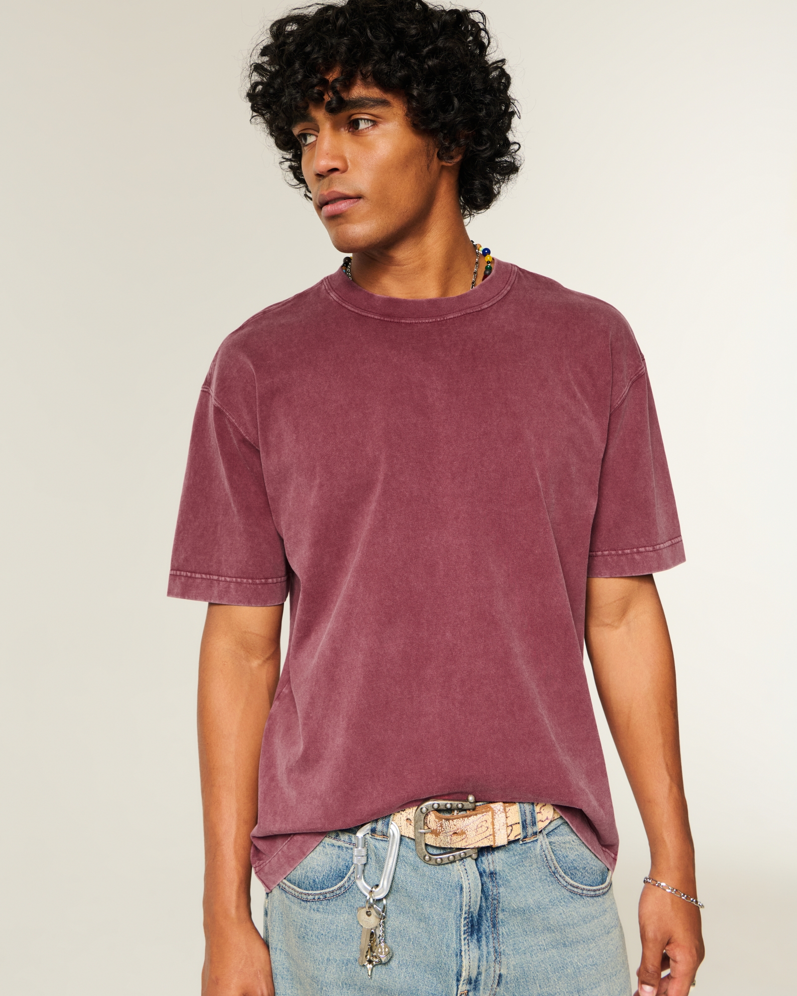 Boxy Heavyweight Washed Cotton Crew T-Shirt