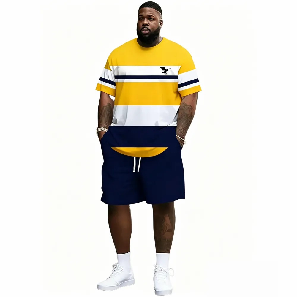 Men's Summer 2-Piece Set – Ultra-Breathable 3D Print Tee & Shorts, All-Day Comfort