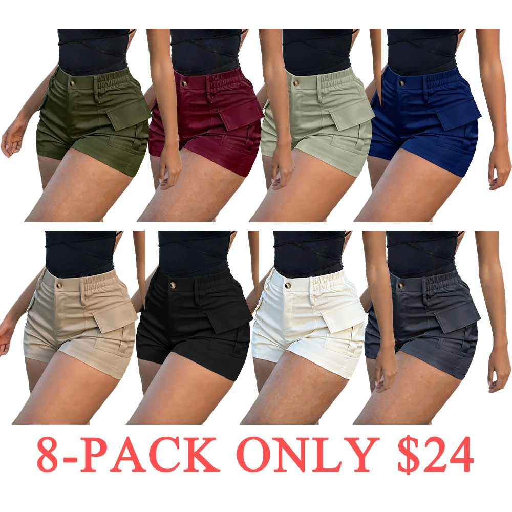 Women's Summer Solid Color Cargo Shorts