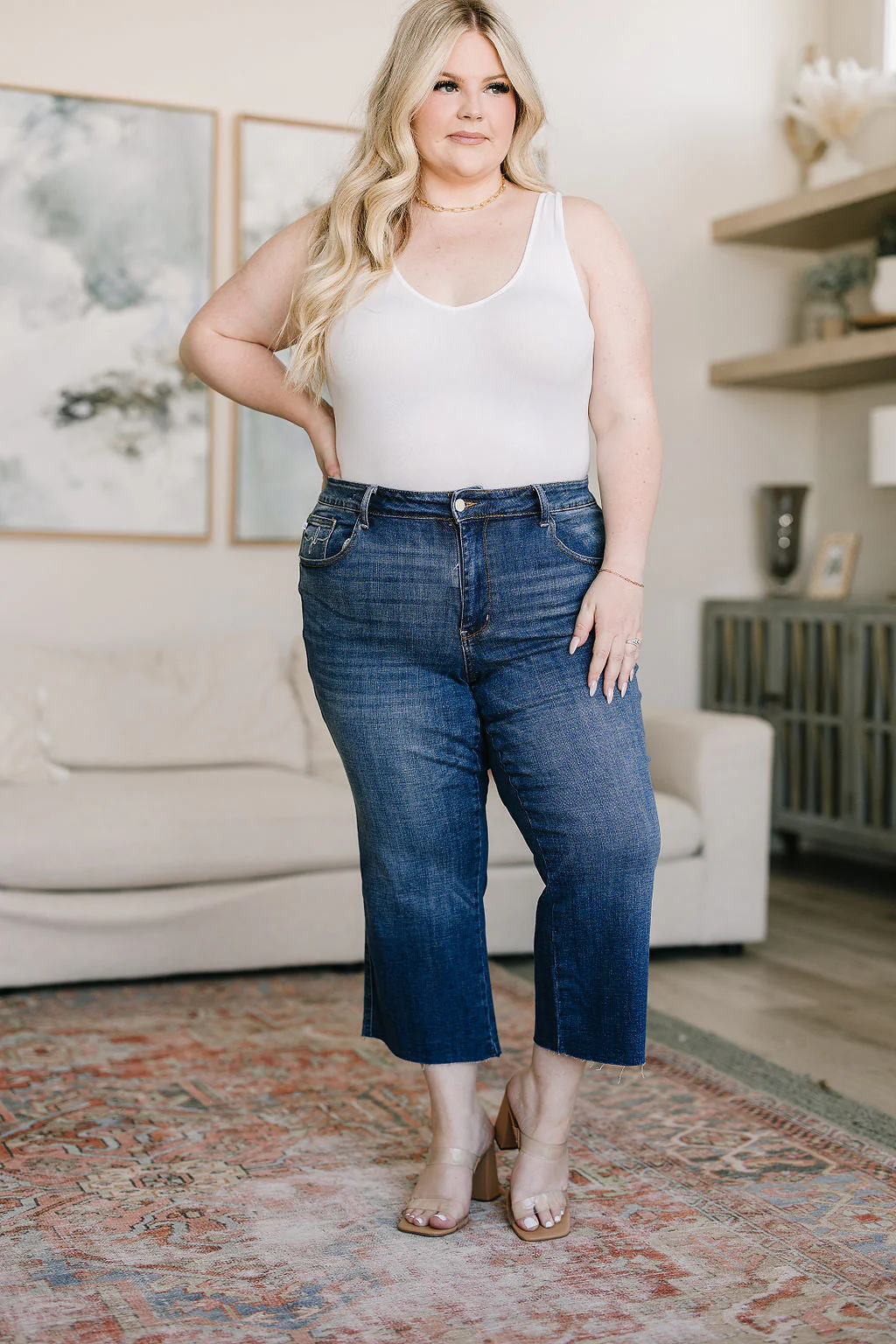 High Rise Wide Leg Crop Jeans