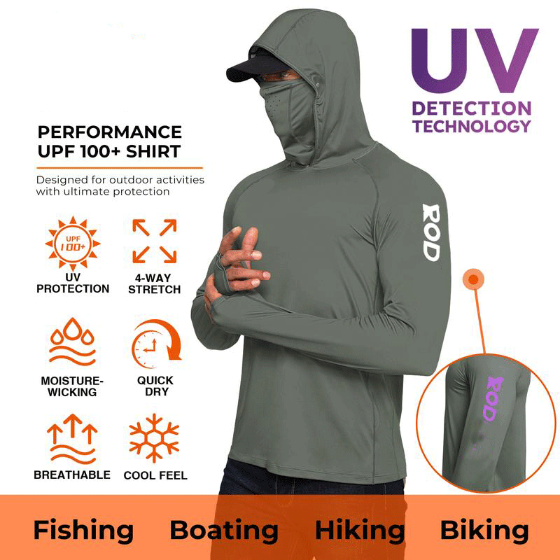 Men’s UPF 100 Sun Protection Hoodie with UV Detection