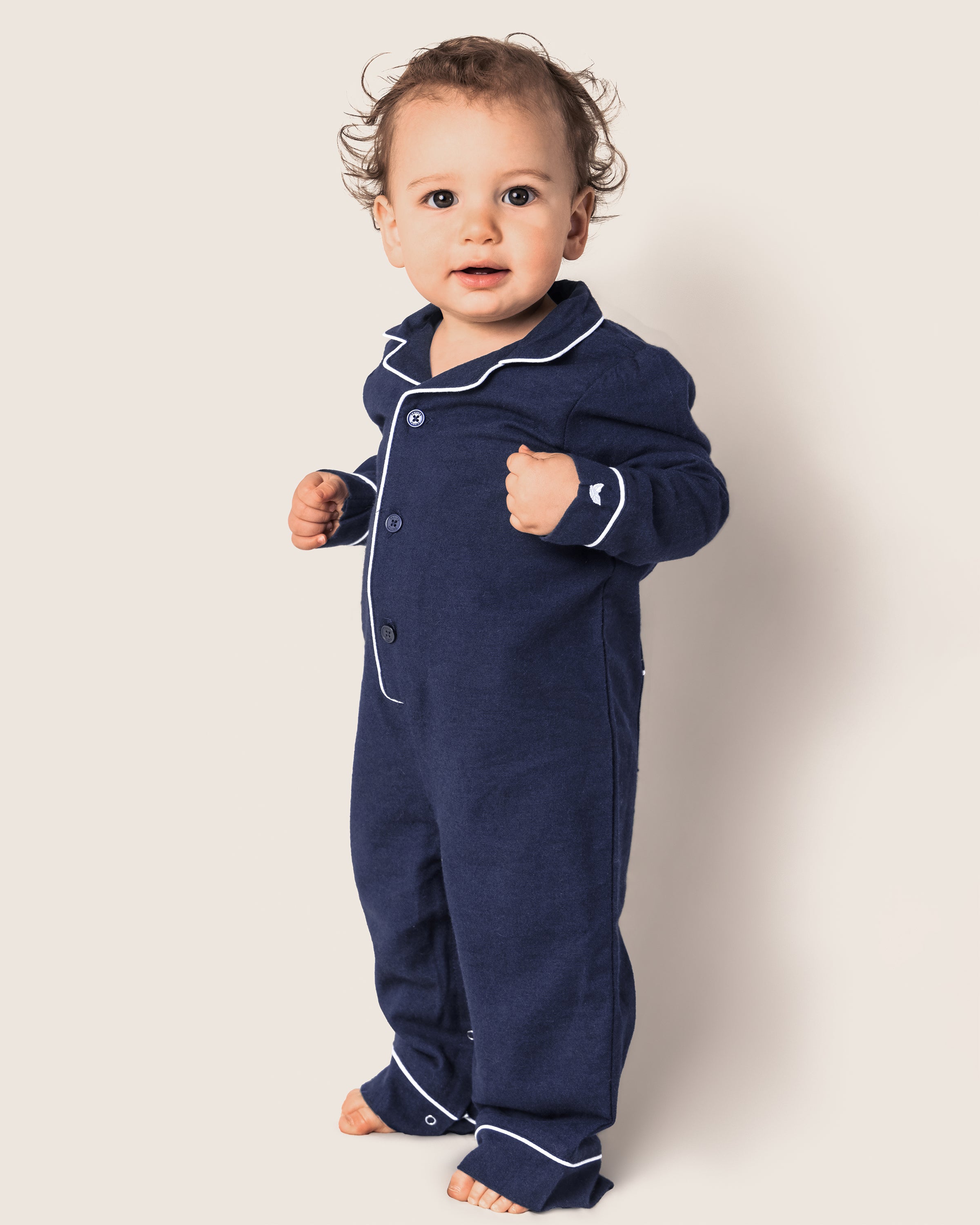 Baby's Flannel Classic Romper in Navy