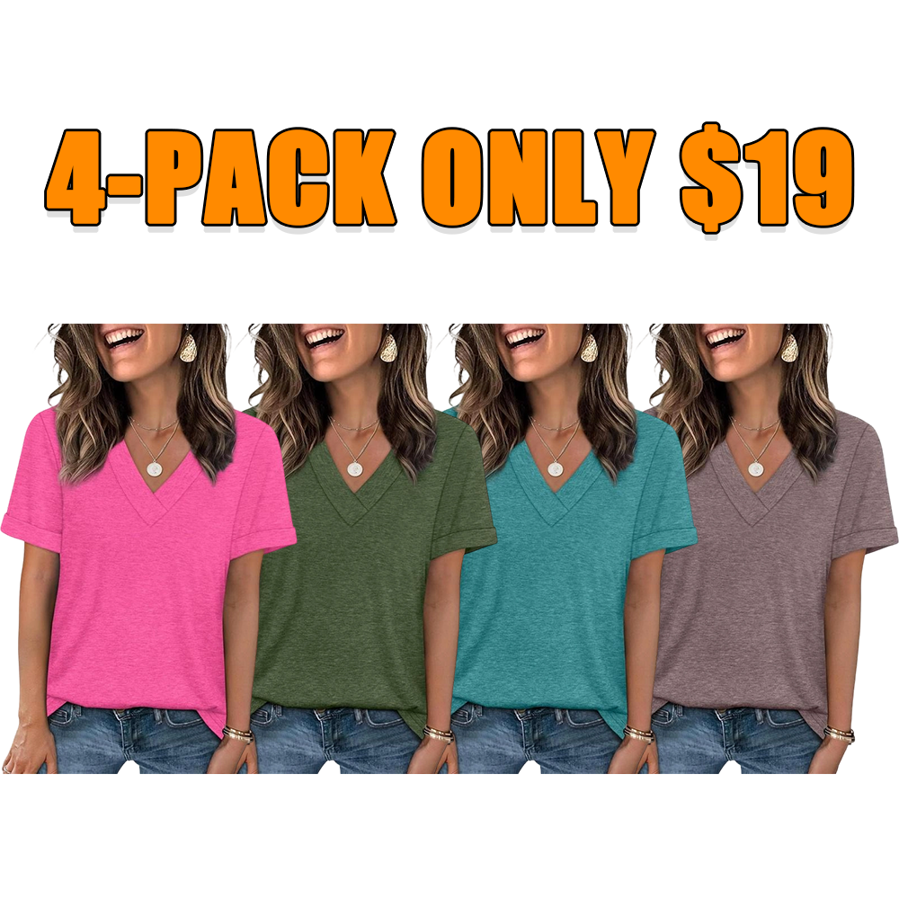 Women's Casual V-Neck Short Sleeve T-Shirt