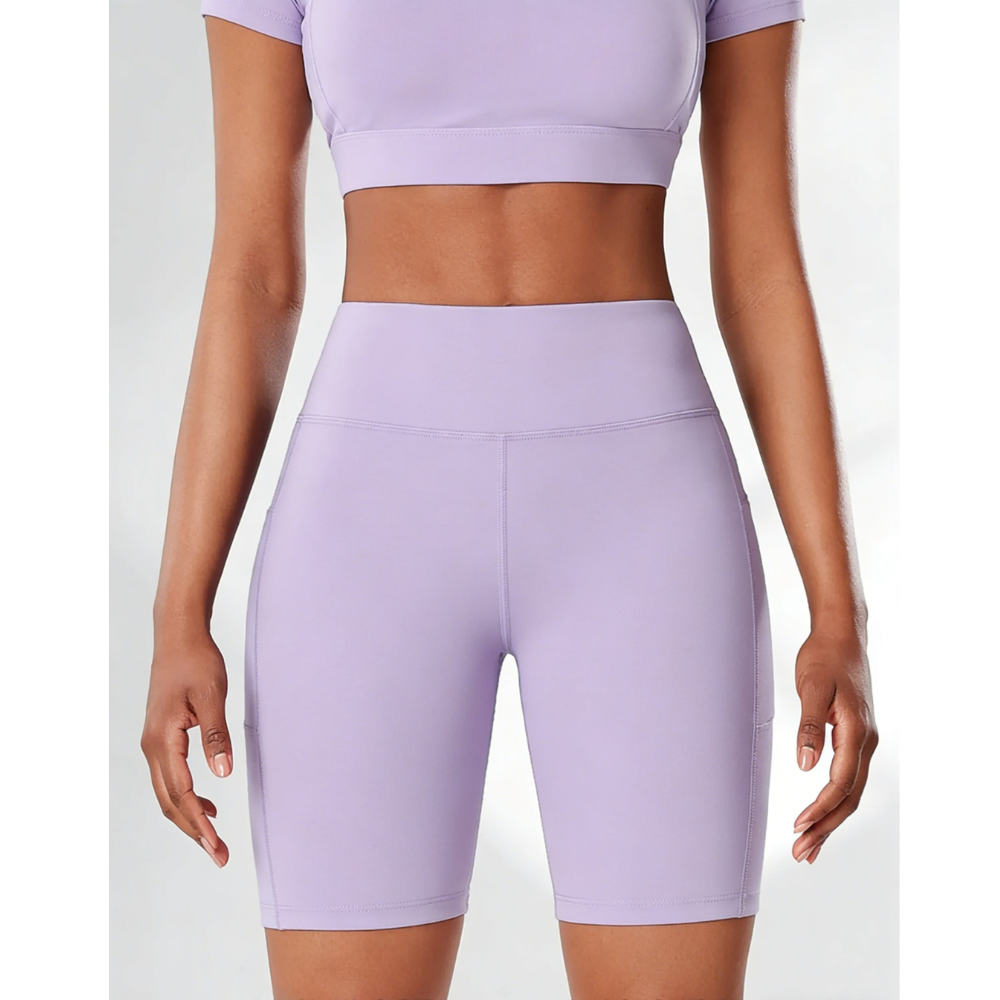 High Waist Yoga Shorts for Women - Soft Breathable Athletic Workout Shorts with Pockets, Tight Fit Gym Wear for Casual Use