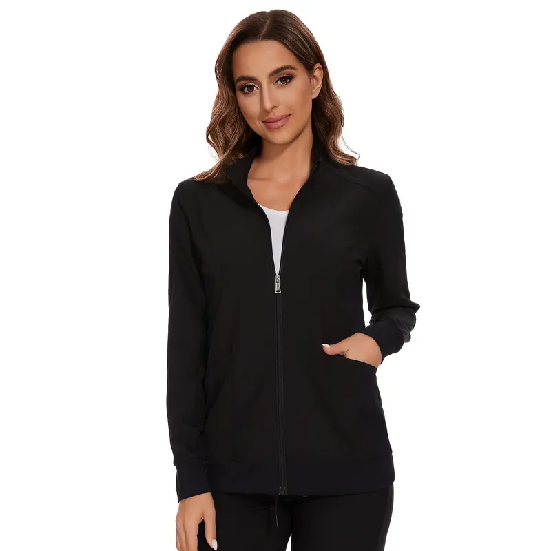 COZYFIT Scrubs for Women Set and Jackets - Stretch V-Neck Scrub Top & Jogger Pant, Zip Front Nurse Jacket SpringStatements
