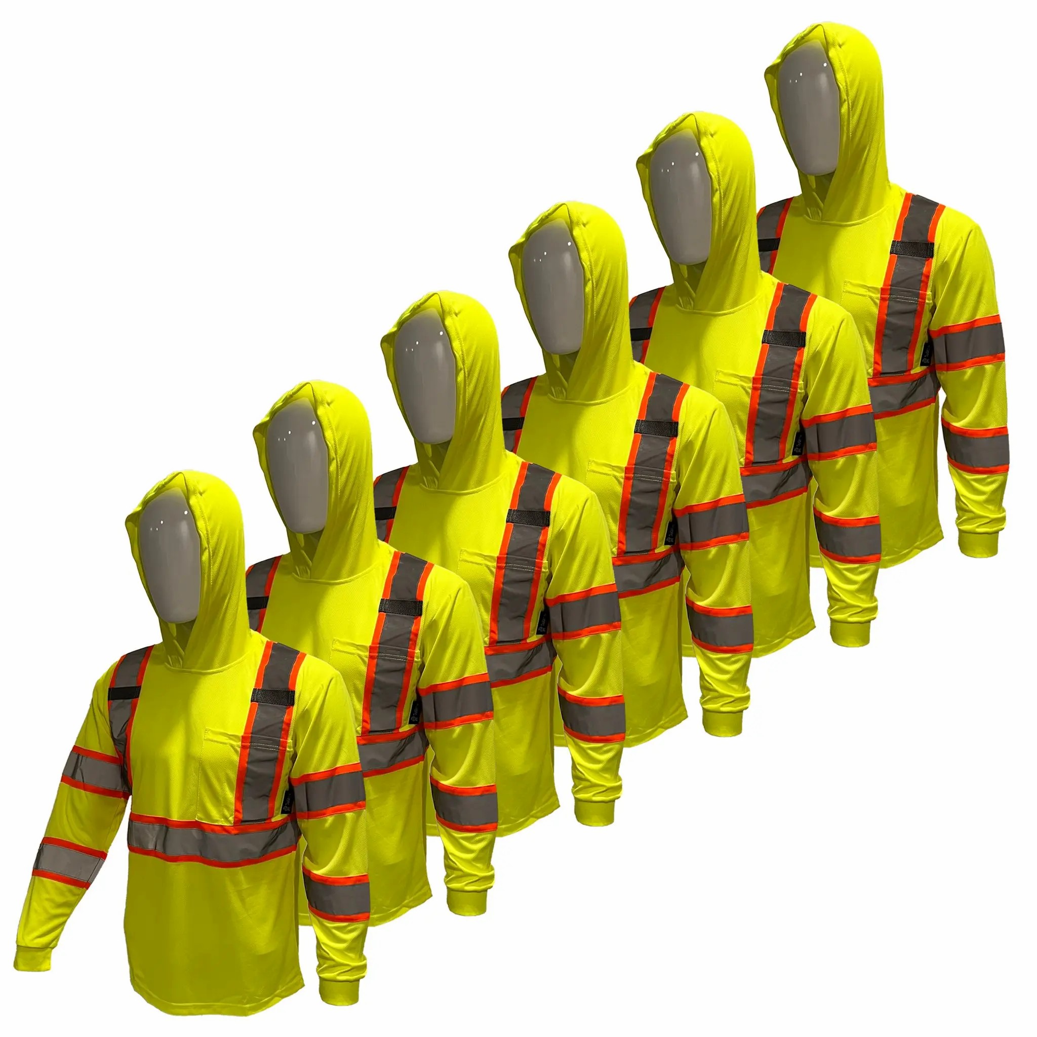 6-Pack Hi-Vis Hooded Work Shirts – Long Sleeve Safety Performance Tee | $24 Deal