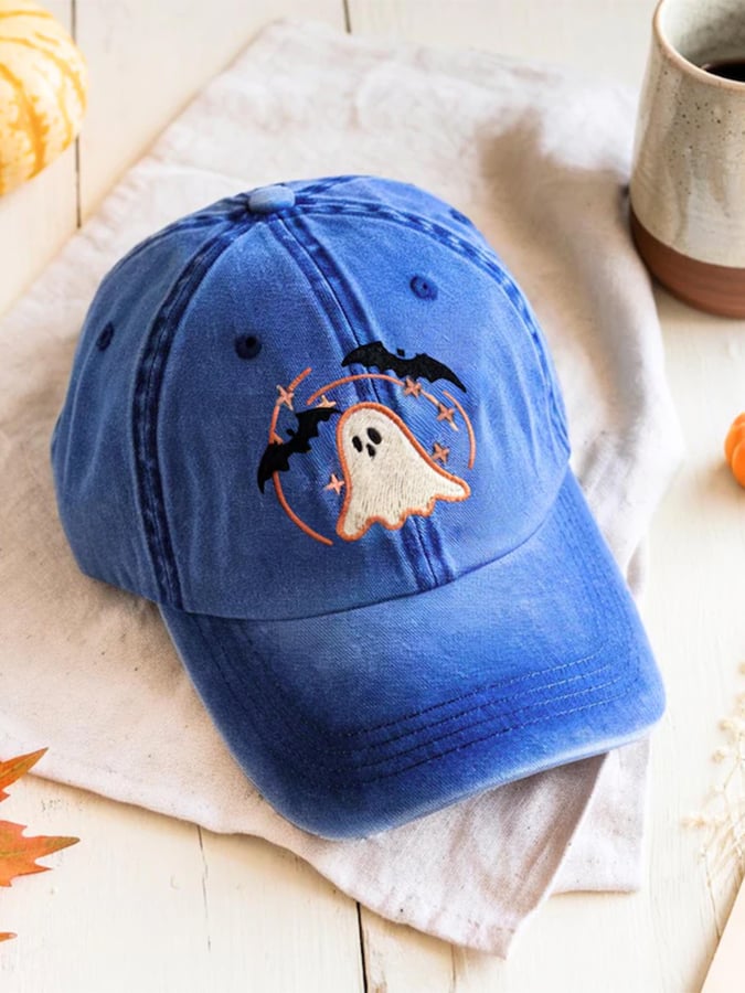 Unisex Embroidered Ghost Print Hat