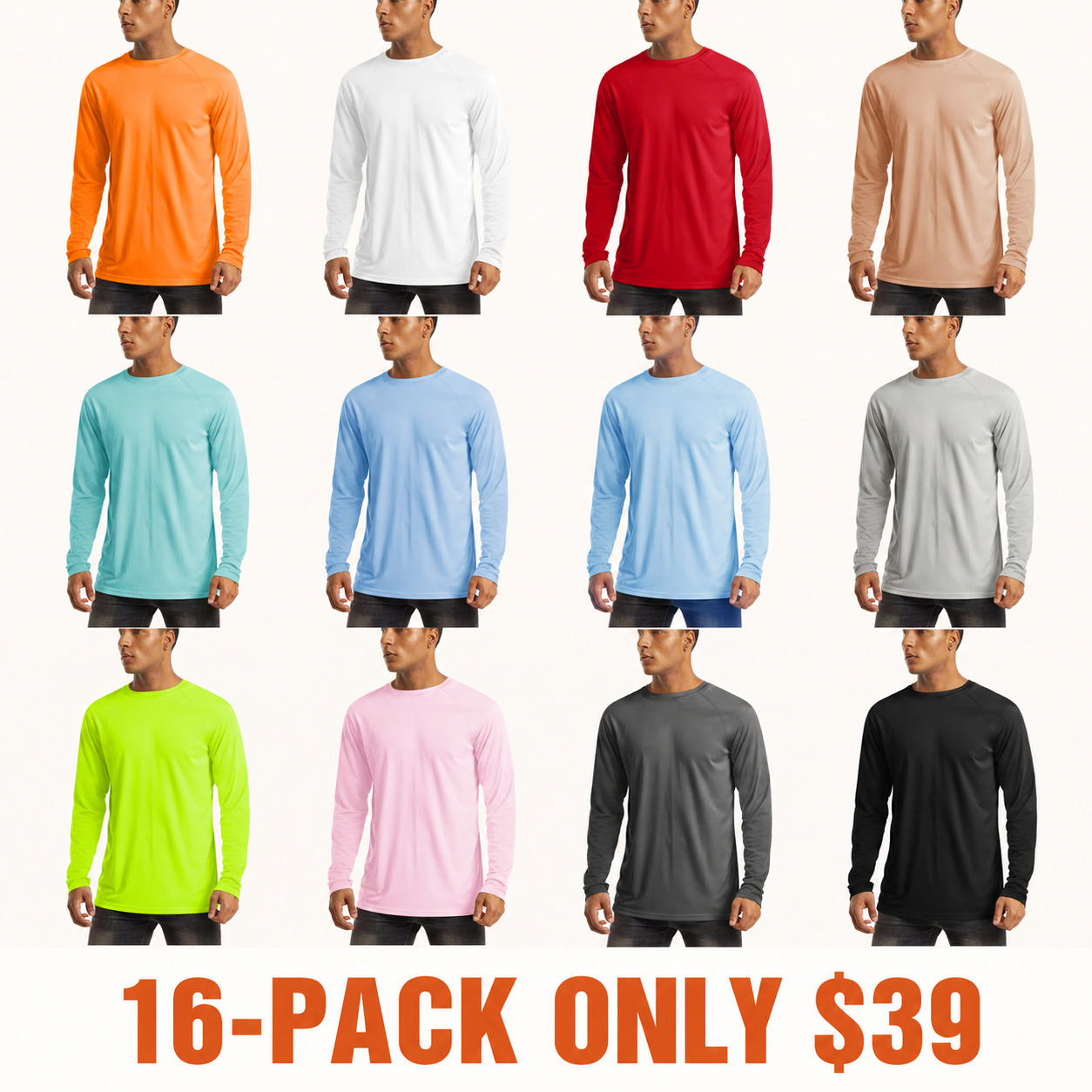 Men's Long-Sleeve Athletic Top — UPF 50+ Sun Protection, Quick-Drying, Lightweight Summer Sports Shirt