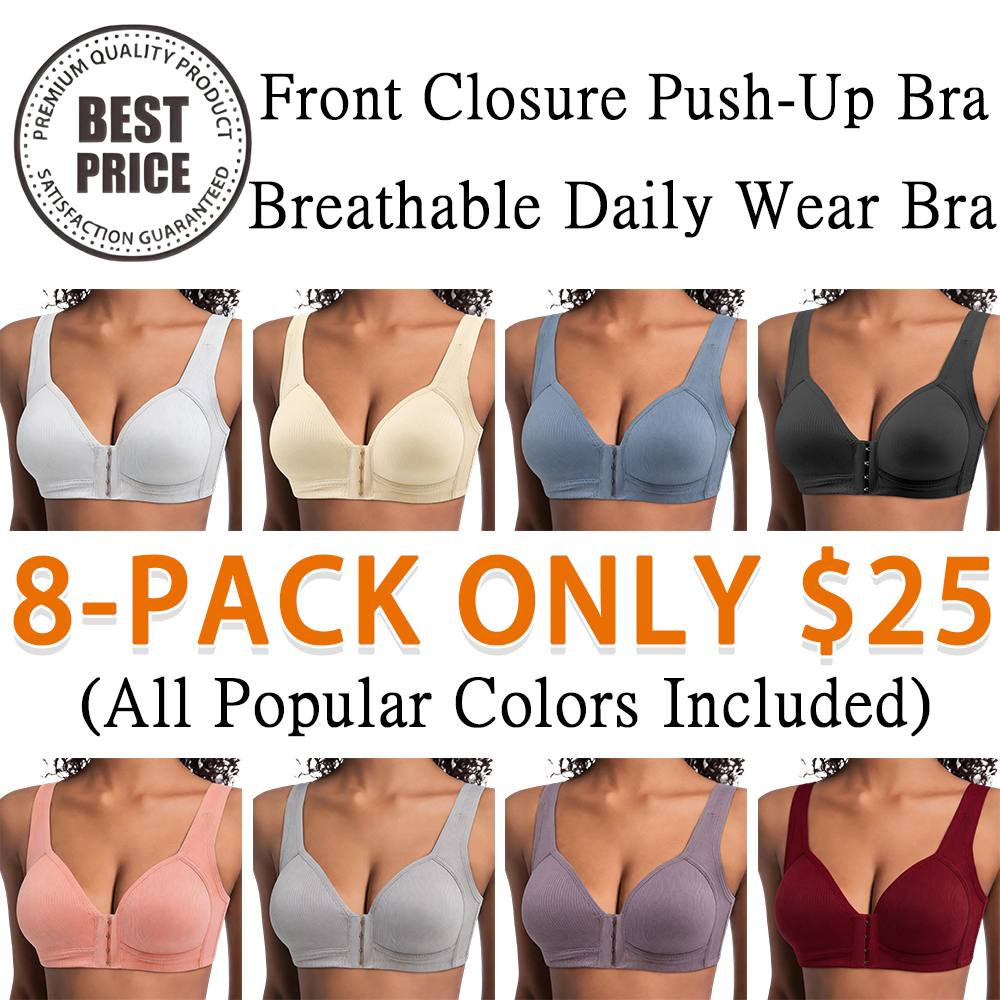 Women's Front Closure Cross Back Wireless Bra