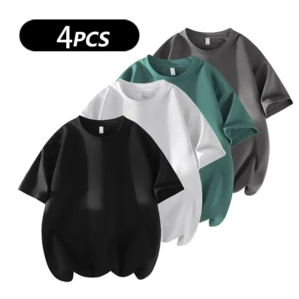 Men's 3PCS 100% cotton Crew Neck T-Shirts Set - Soft Loose Fit Navy Gray Black Tees for Casual Daily Wear