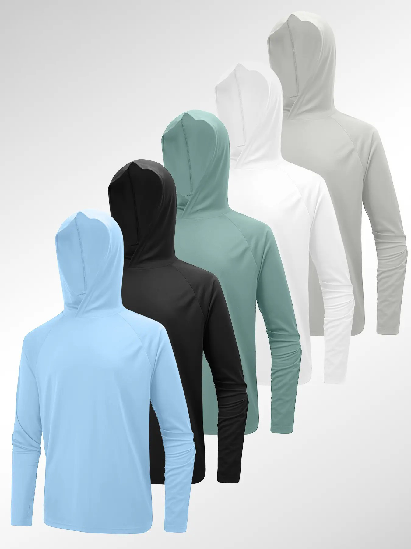 Men's UPF 50+ Quick Dry Athletic Hooded Long Sleeve Shirt