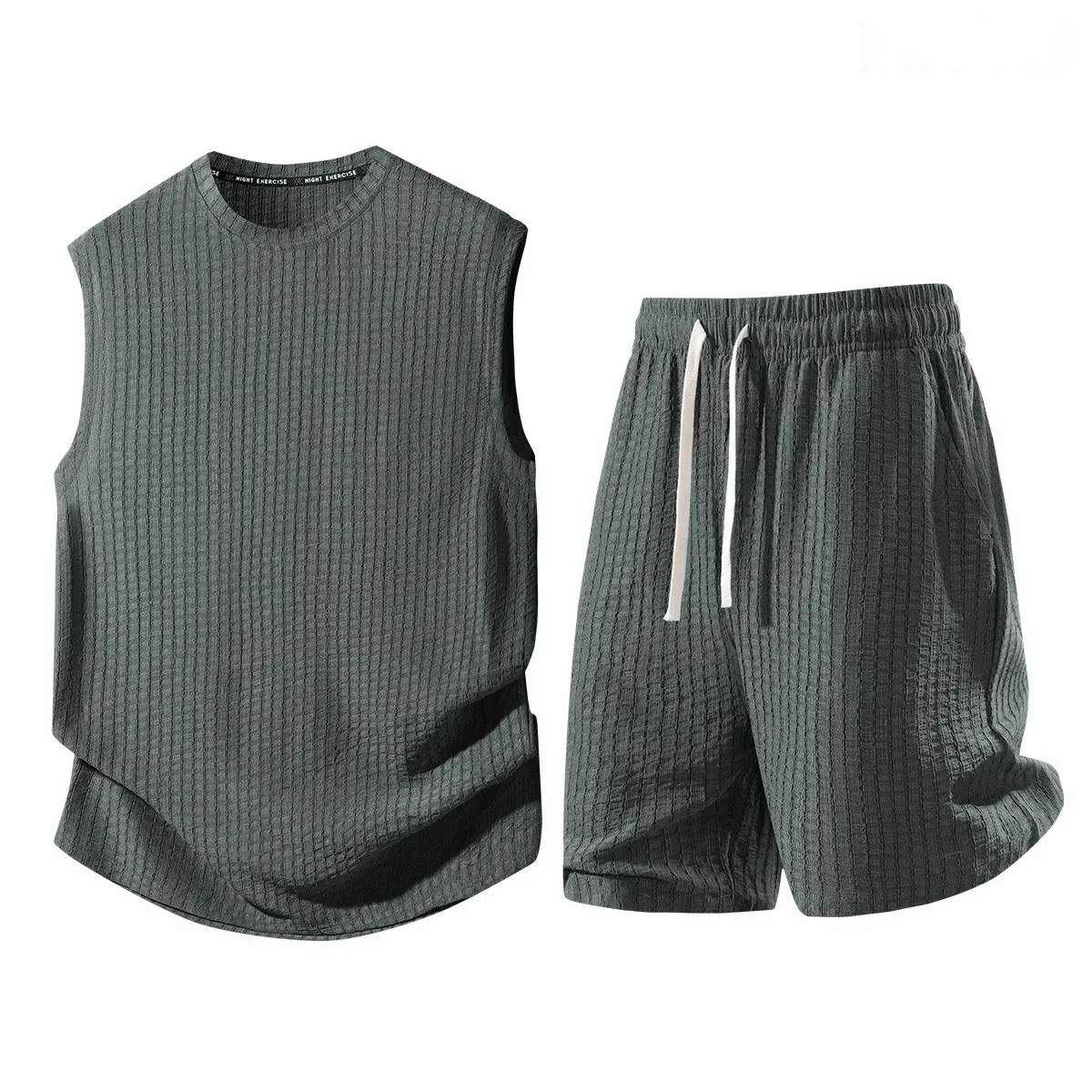 🔥6-Pack Men's Waffle Knit Tank & Shorts Set – Only $24