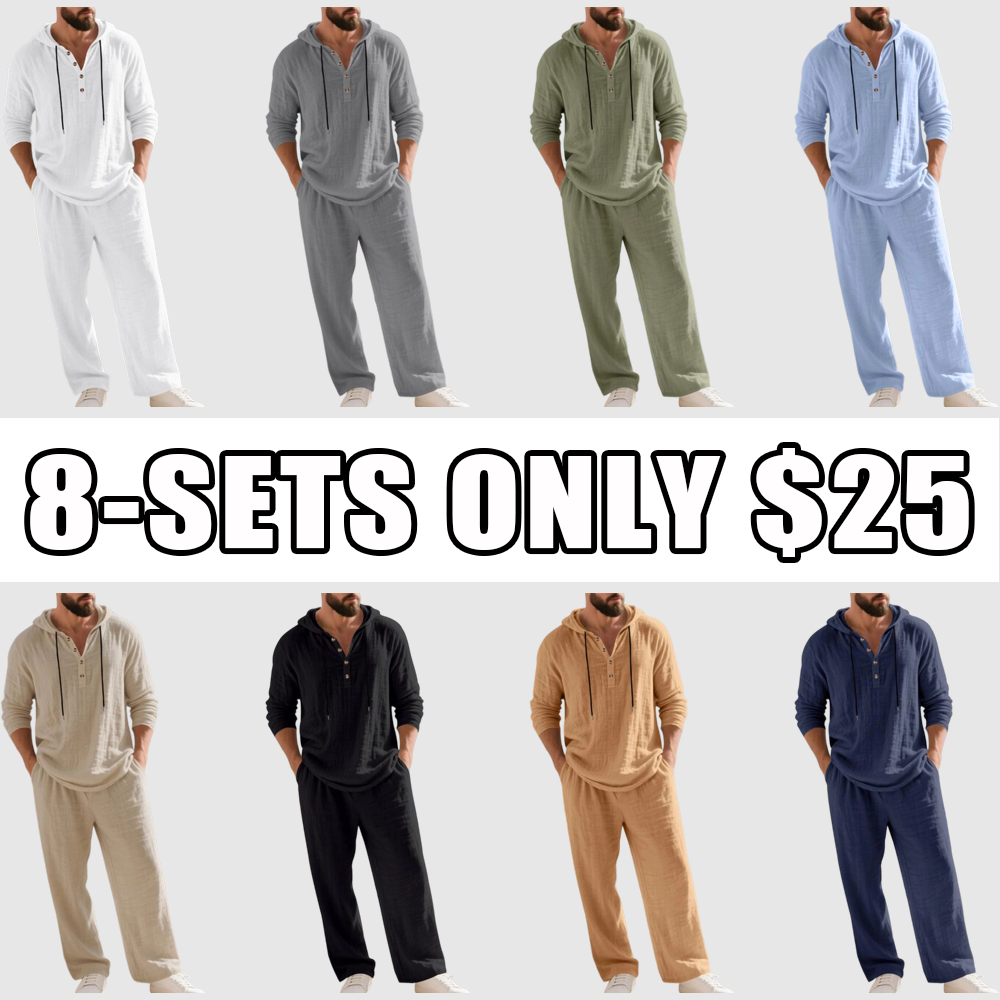 Men's Trendy Linen Hooded Two-Piece Set