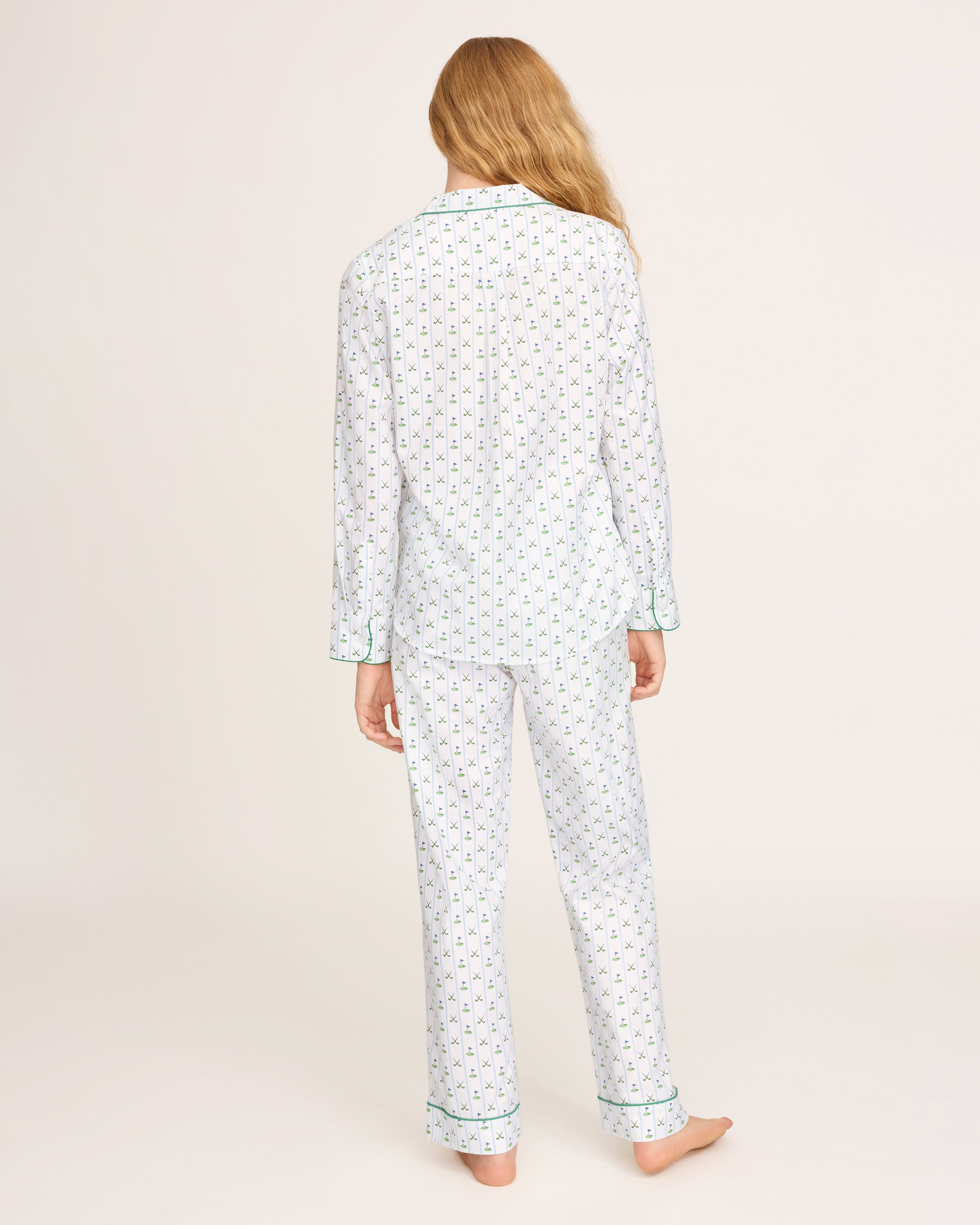 Women's Twill Pajama Set in Fairway Stripe