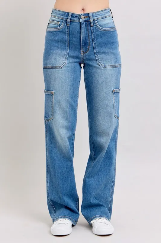 Blue Full Size High Waist 90's Straight Jeans Plus Size